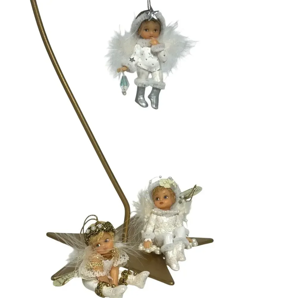 Ashton Drake Heirloom 'Blessing of' Vintage Snow Angel Ornaments-Set of 3 - Picture 1 of 9